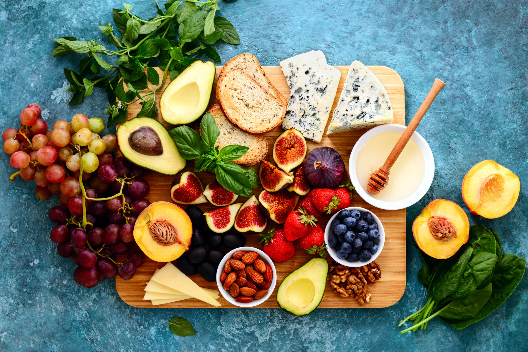 Assorted Healthy Cheese and Fruits Light Snack